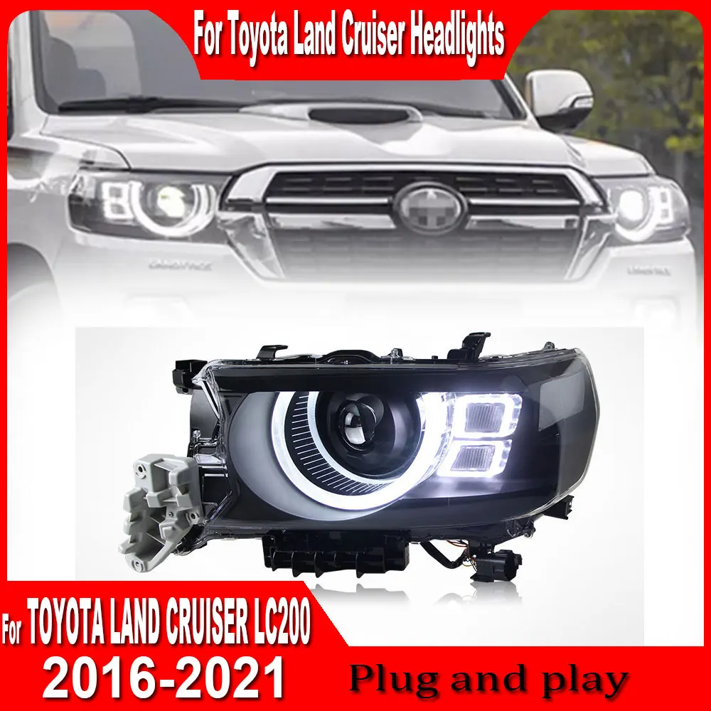 Headlight for Toyota Land Cruiser LED Head Lamp2016-2021 Headlights Assembly LC200 DRL Turn Signal High Beam Angel Eye Projector