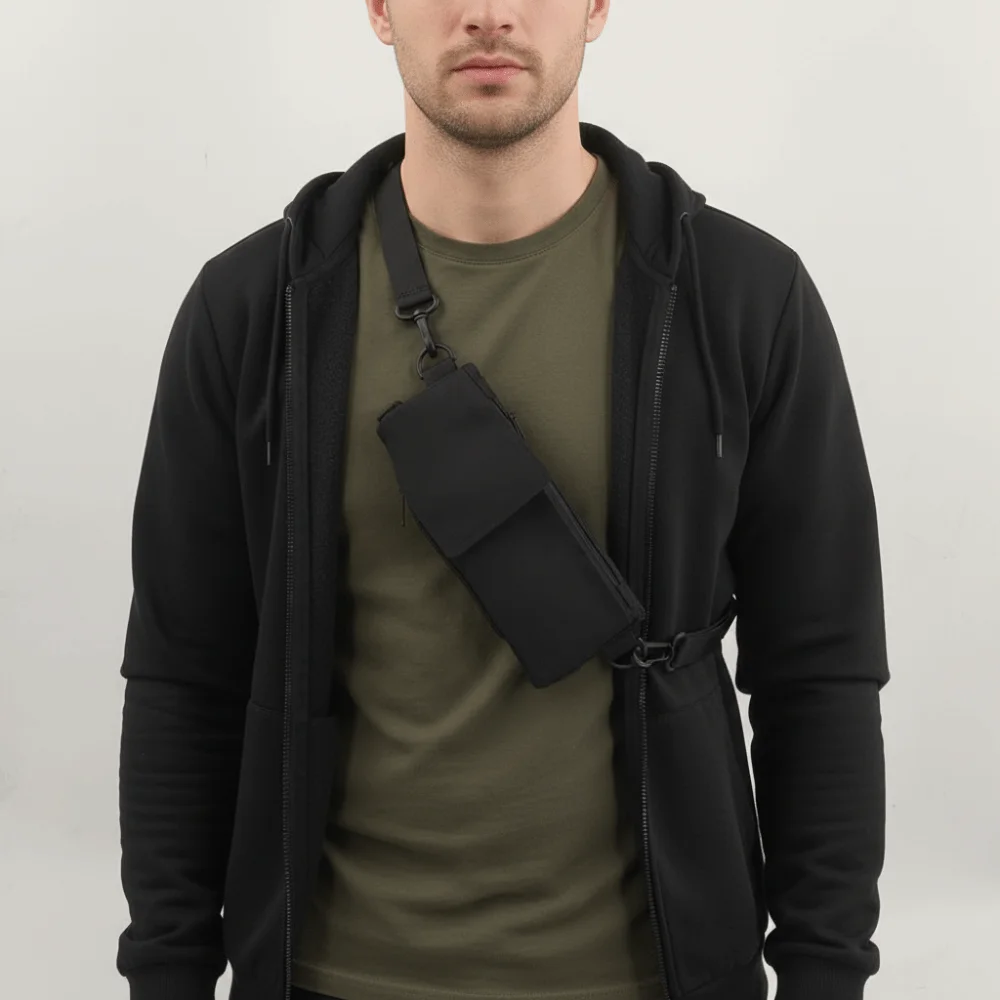 Canvas Solid Color Mini Mobile Phone Bag Vertical Shoulder Canvas Light Shoulder Bag Korean Style INS view 4