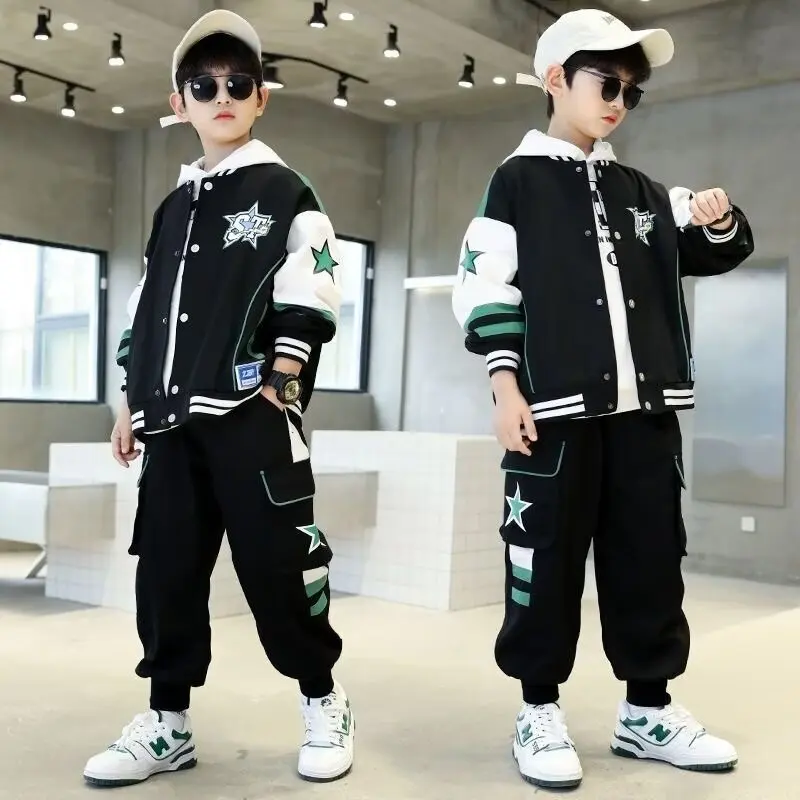 New Spring Autumn Cotton Clothing Set Letter Sets Child Baby Boy Cotton Clothing Set Letter Coats + Pants 2Pcs Children Sets