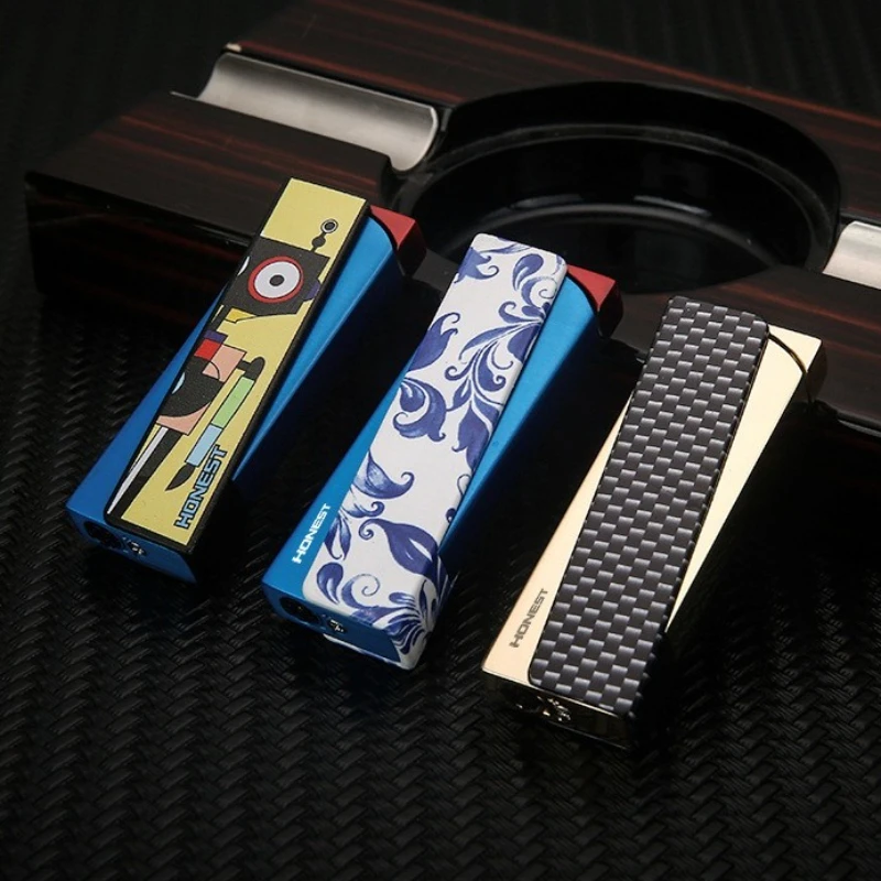 

Honest Mini Portable Inflatable Lighter Personalized Windproof Jet Blue Flame Butane Gas Lighter Fashionable Men's Smoking Gift