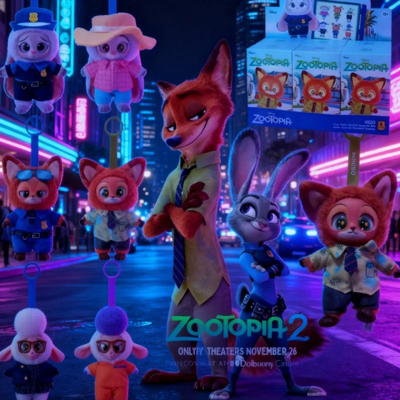 Trendy Disney Zootopia colecionável: caixa cega de vinil com pingente de brinquedo de pelúcia de desenho animado fofo, presente misterioso surpresa unissex para todos os tamanhos