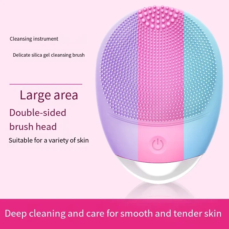 Electric Facial Cleanser Silicone Cleansing Brush Face Pore Deep Blackhead Washing Makeup Remover Foaming Brush Sonic Massager