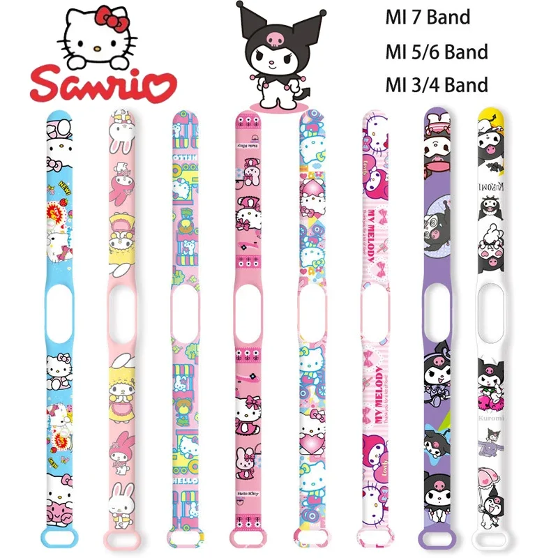 Nuovo cinturino in Silicone Sanrio Kuromi per Xiaomi Mi Band 7 6 3 5 4 Kawaii Anime Melody Girls cinturino di ricambio braccialetto