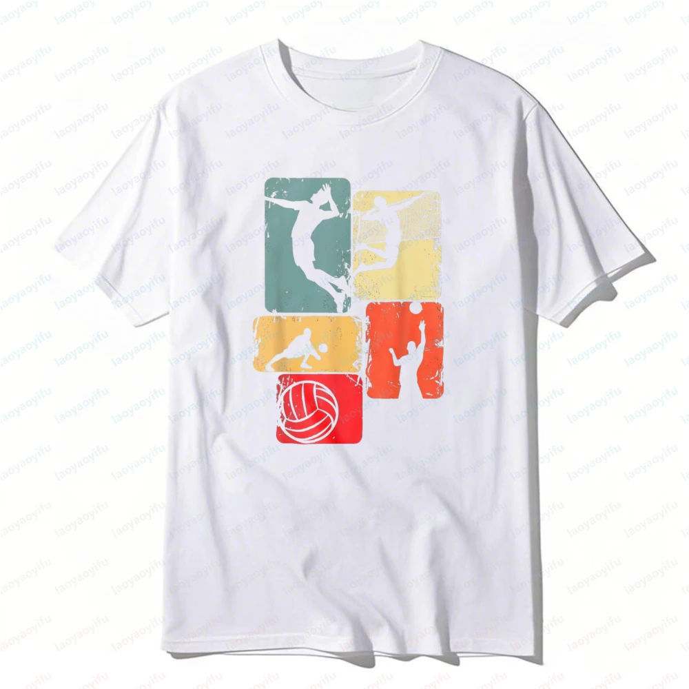Volleyball Sport Silhouette Printed T-Shirt Casual Wear Breathable Outdoors Tee Athletic Fashion Women Man Tops Active Lifestyle