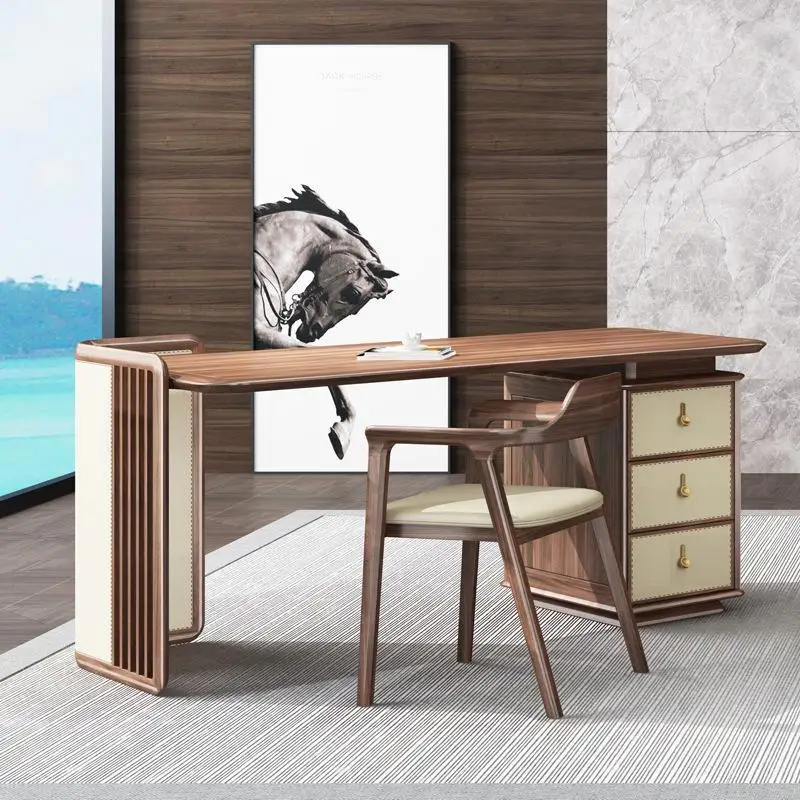 office desk, minimalist modern aluminum alloy executive desk, large office desk business new Chinese style office furniture