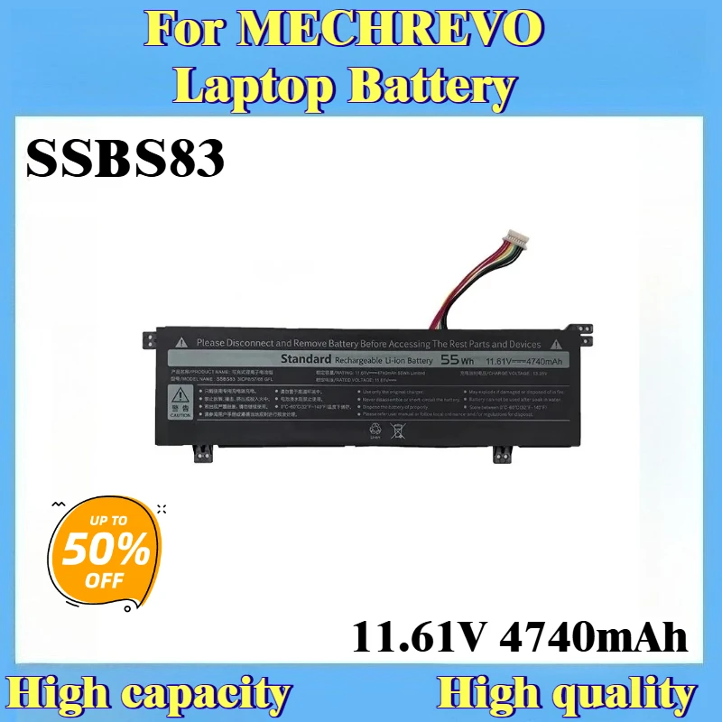 

New SSBS83 Laptop Battery 11.61V 4740mAh For MECHREVO Code Go HDS-7BB4U