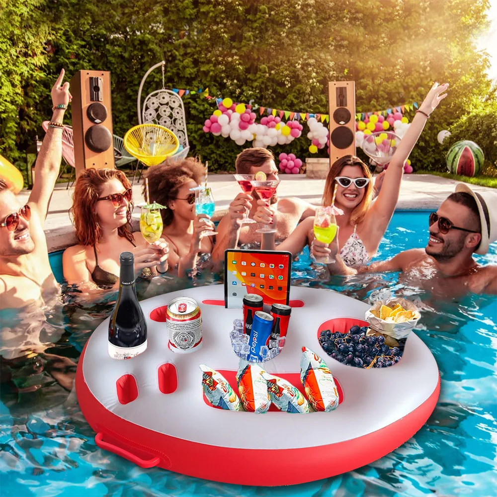 

Floating inflatable tray table Water cup holder Food tray Multifunctional beverage holder Salad oval coaster Adult pool party
