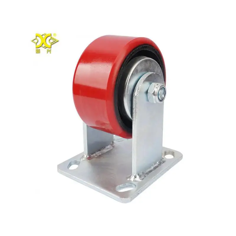 1Pcs 4-inch Cast Iron Polyurethane (pu) Double Bearing Brake Heavy-duty Caster/storage Cage Handling Turnover Trolley Wheel