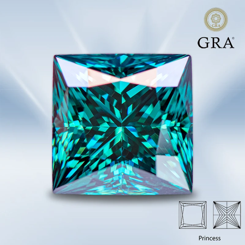 

Moissanite Emerald Green Primary Color Princess Cut VVS1 Charms for DIY Jewelry Making Bracelet Materials with GRA Certificate