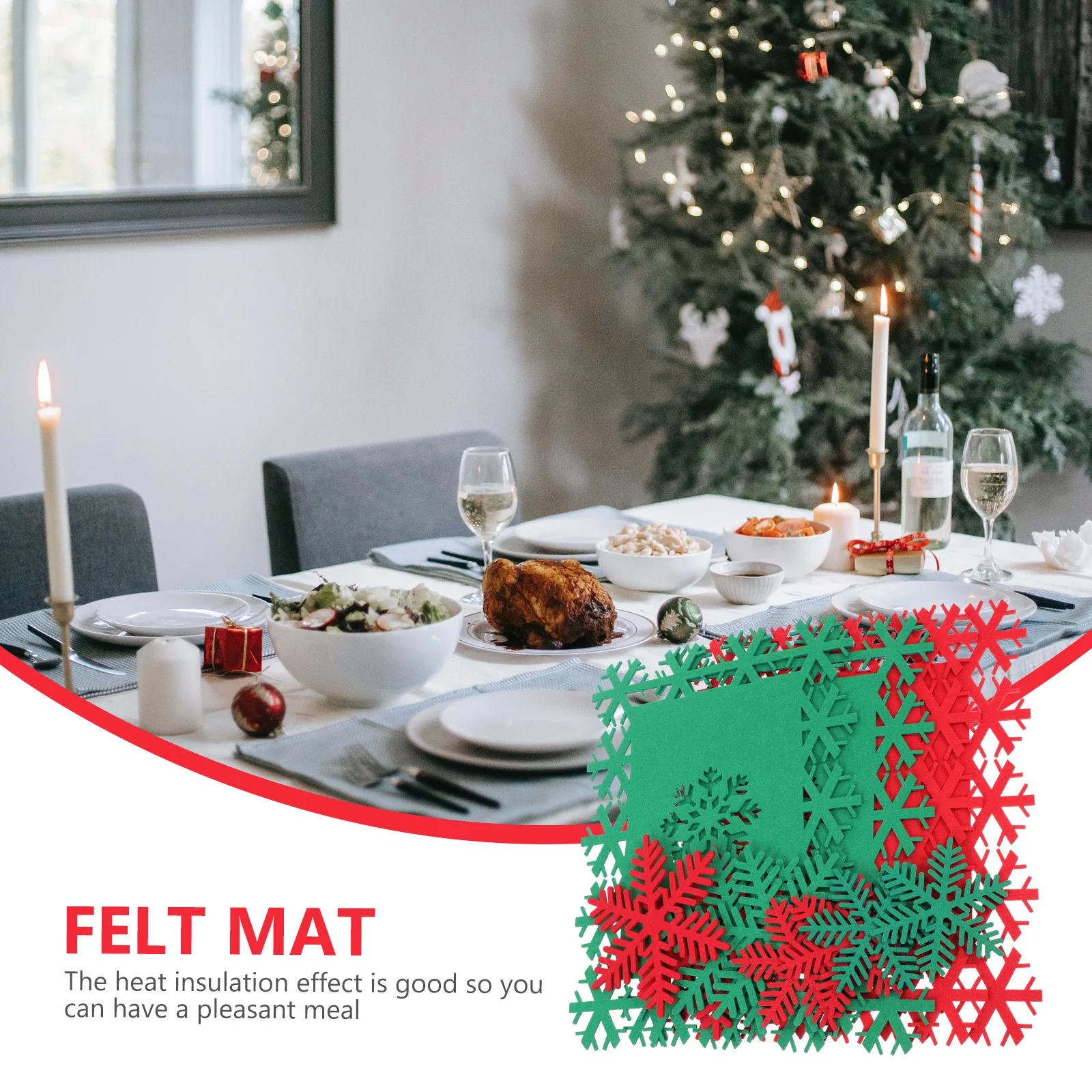 

12Pcs Xmas Table Mats Felt Place Mats Creative Cup Coasters for Dining Decoration Christmas Supplies Table Coasters