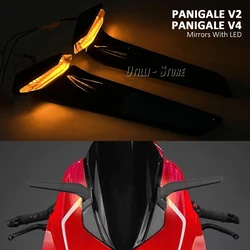 New Motorcycle For Ducati Panigale V2 2020-2024 PANIGALE V4 2018-2024 Rearview Mirrors with LED Rotating Adjustable Wing Mirrors