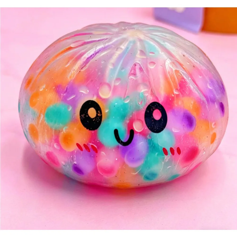 Colorful Bubble Dumpling Squeeze with Steamer Soft TPR Dough Ball Decompression Fidget Toy Funny Creative Bun Gift