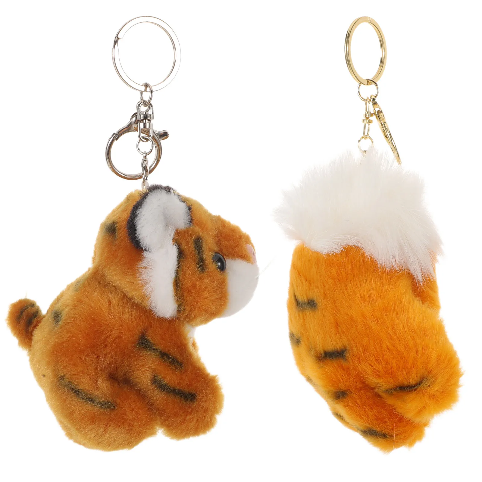 2Pcs Mini Tiger Keychain Soft Stuffed Animal Pendant Backpack Charm Cute Cartoon Kawaii Key Ring for Women Kids Party Favor Gift - view 4