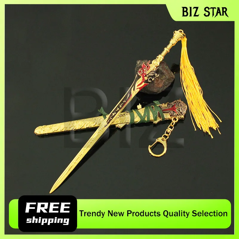 22 cm/8,66 pulgadas Naraka Bladepoint juego periférico claro espada larga arma modelo aleación de mano con funda juguete ornamento regalo para niño