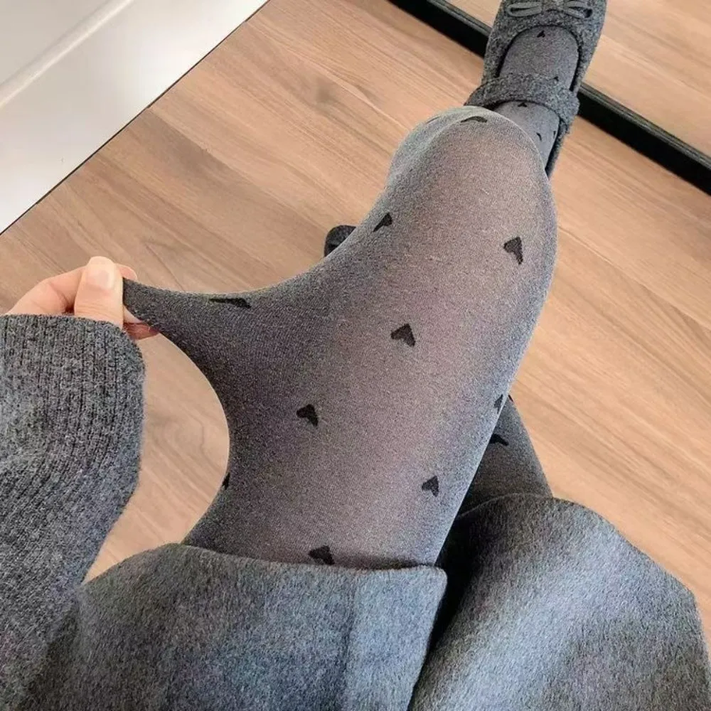 Sexy Grey Polka Dot Tights Polka Dot Heart Pattern Good Stretch Pantyhose Elastic Slim Fit Body Stockings Autumn & Winter