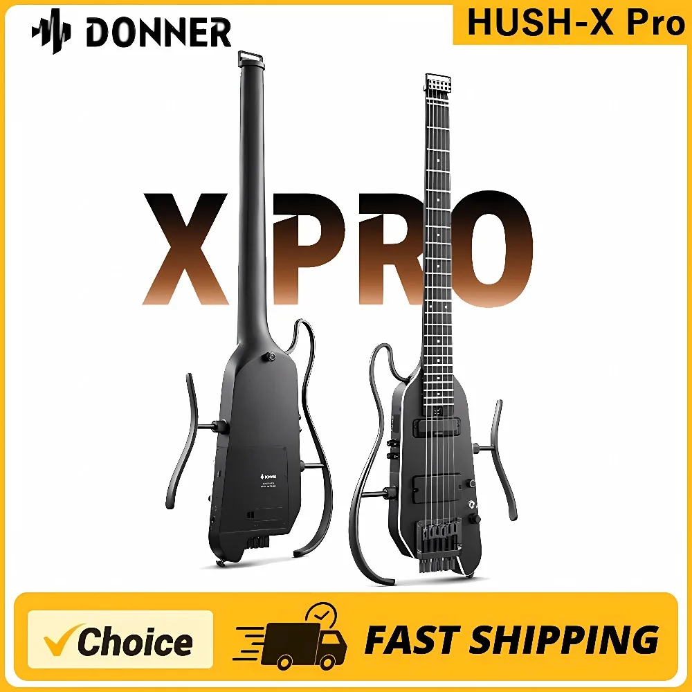 2025 New Donner HUSH-X PRO Intelligent Light Guitar Portable Mute with Effects Tone Guitar