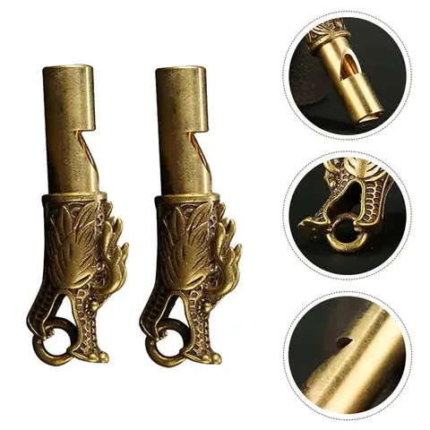 Handmade Brass Dragon Head Emergency Whistle Loud Survival Whistle Keychain