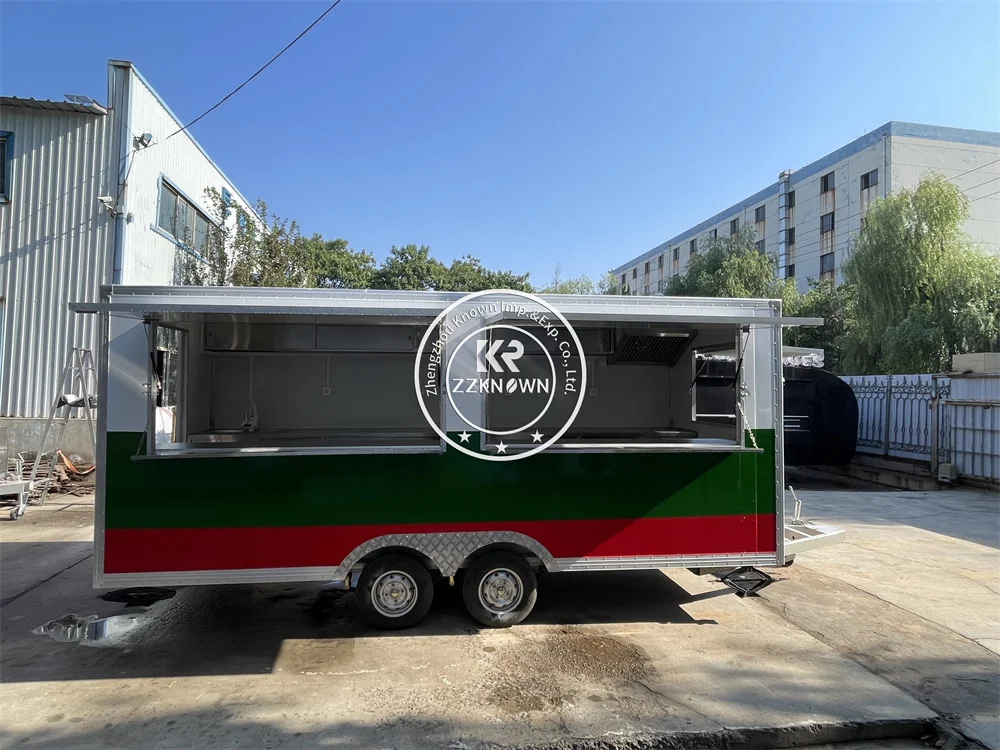 Concession Food Truck Customized Mobile Kitchen Fully Equipped Cart Coffee Pizza Snack Cart Fast Food Trailer Sale