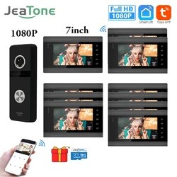 Jeatone-住宅用ビデオインターホンドアベル、Tuya 1080p、7インチ、ドアベルカメラ、WI-fi、ヴィラ、家庭、オフィス、アパート用のインターホン