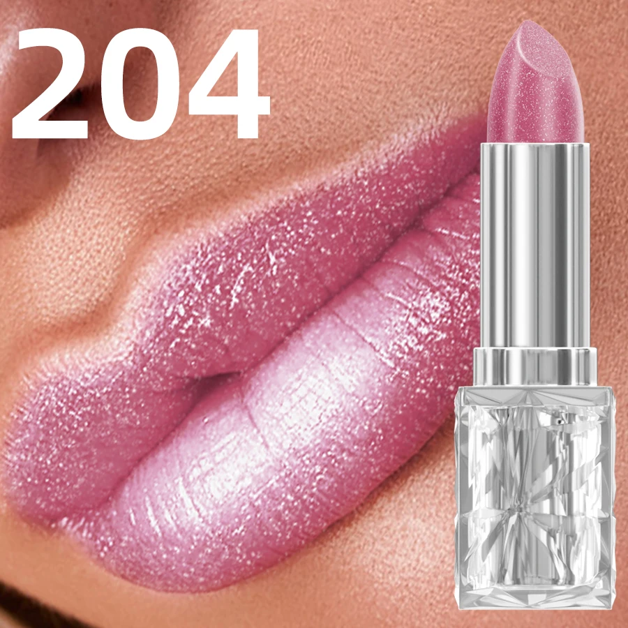 7 色パール調ピンクメタリックグリッターベルベット口紅防水長期持続韓国メイクアップギフトマットシマーリップティント