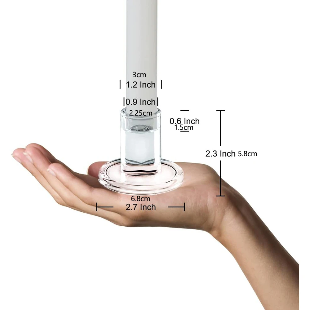 Taper Candle Holders, Glass Crystal Candlestick Holders Bulk, Clear Candle Holders for Dining Table Centerpiece
