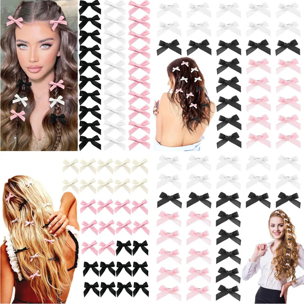 

10pcs/bag Sweet Ribbon Bow Bow Hair Clips Ballet Style Girls Duckbill Clips Bangs Side Clips Dopamine Hair Braiding Headwear 4cm