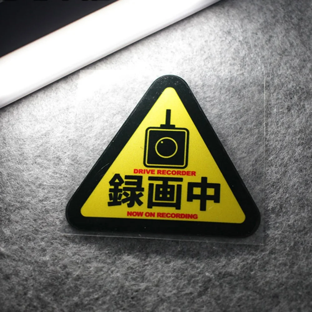 Drive Recorder Recording Warning Triangle Scratch Resistant Vinyl Sticker For Car Truck Rear Window Motorcycle Helmet Decor