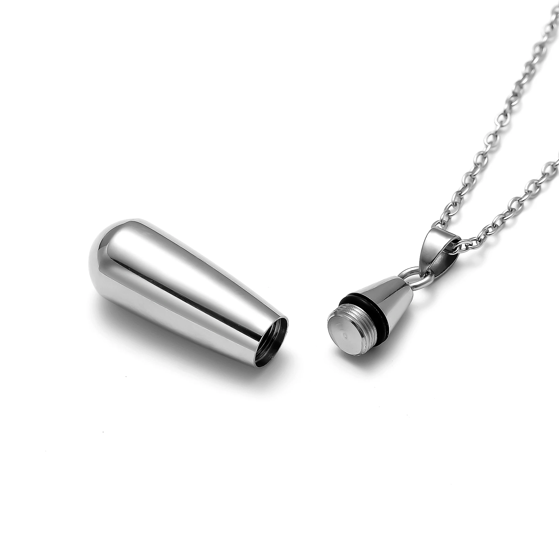 Tropfenförmige Urne für die Asche für Frauen, Edelstahl-Anhänger-Halskette, Gedenk-Andenken, Geschenk – Detail 8