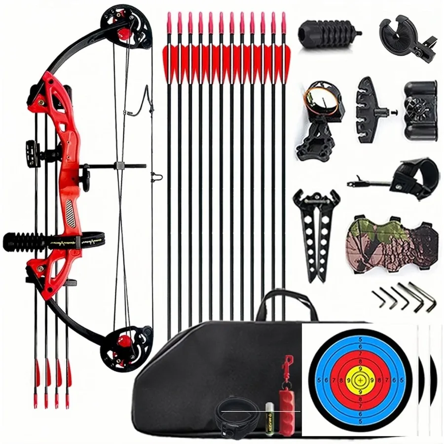 Lanneret Compound Bow and Archery Sets - Right Hand Archery Compound Bows 15-29 lbs Draw Weight Adjustable for Youth and Beginn