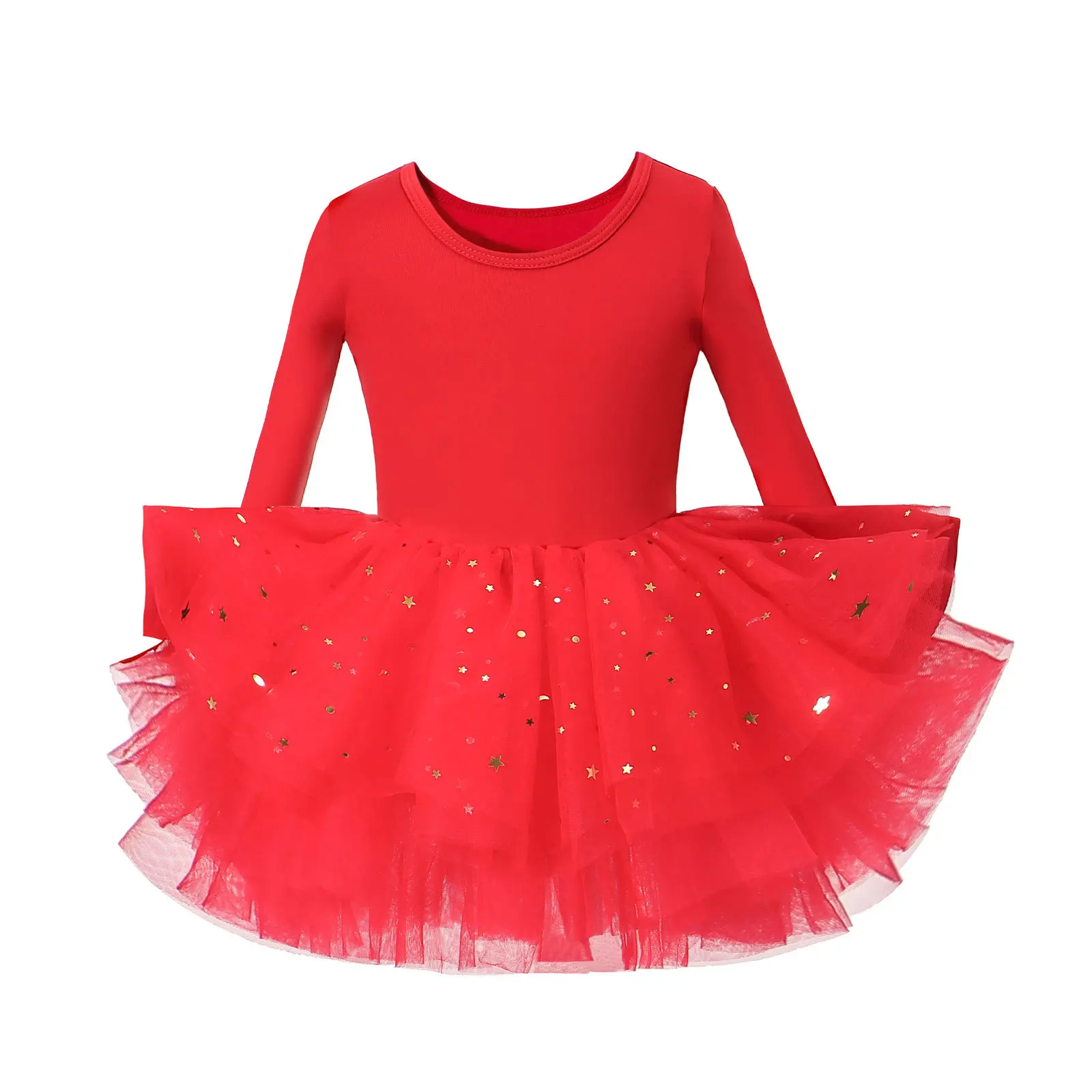 Girl Ballet Tutu Dress Fashion Kids Dancing Party Long Sleeve Vest Dress Performance Costume Princess Wedding Girl Dress L011