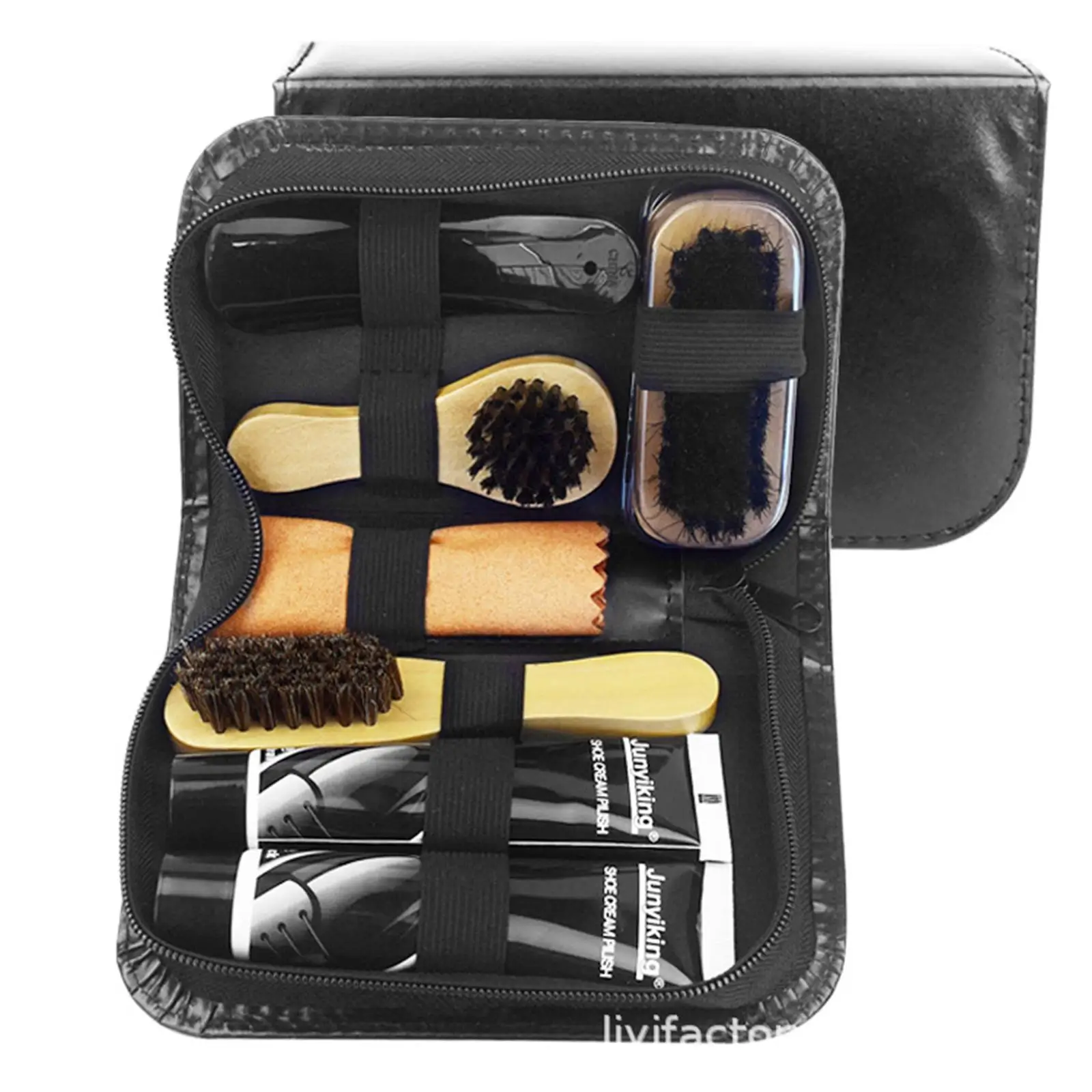 Shoe Care Kit Travel Home Use Shoe Shoehorn 3 Shoe Brushes Leather Shoe Shine Kit