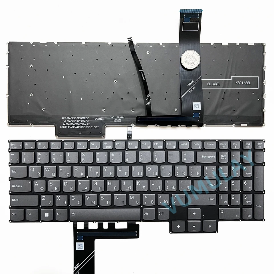 米国/ロシア語バックライト付きキーボード Lenovo Legion Pro 5 16IRX8 
