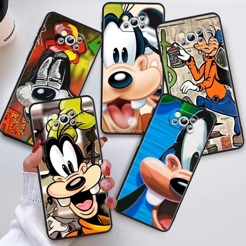 Dog Disney Friend Goofy For Xiaomi Poco X5 X3 Pro X4 F4 F3 GT M5 M5s M4 M3 C55 C50 C40 5G Black Soft Phone Case