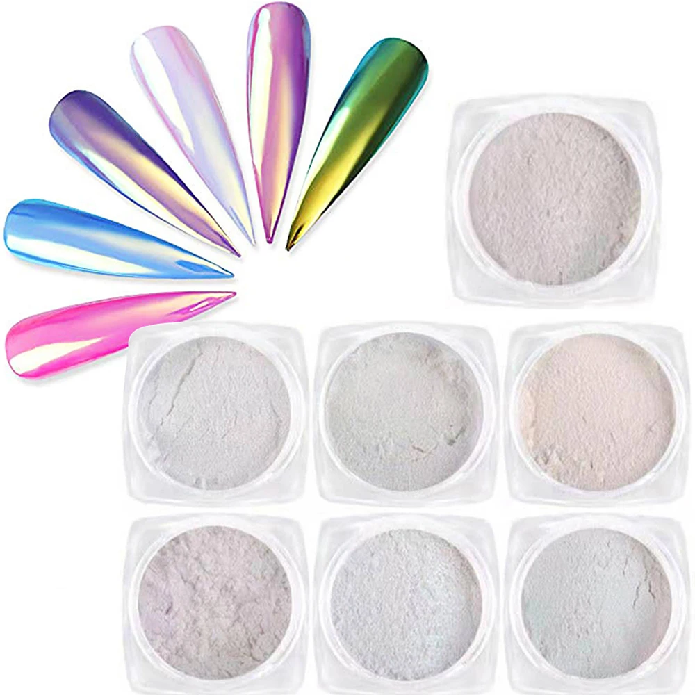 1g Neon Nail Glitter Powder Chameleon Pearl Shell Mirror Pigment Chrome Dust Powder UV Gel Polish Nail Art Decoration Powder