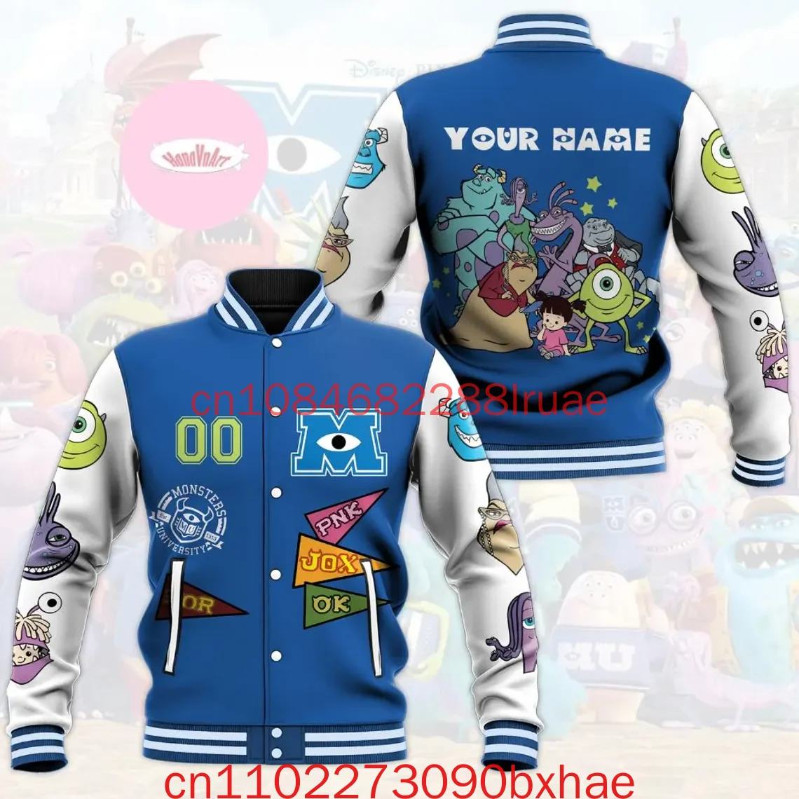 

2026 New Christmas Disney Mike Wazowski Monsters University Kids and Youth Baseball Jacket Aldult Unisex Varsity Baseball Jacket