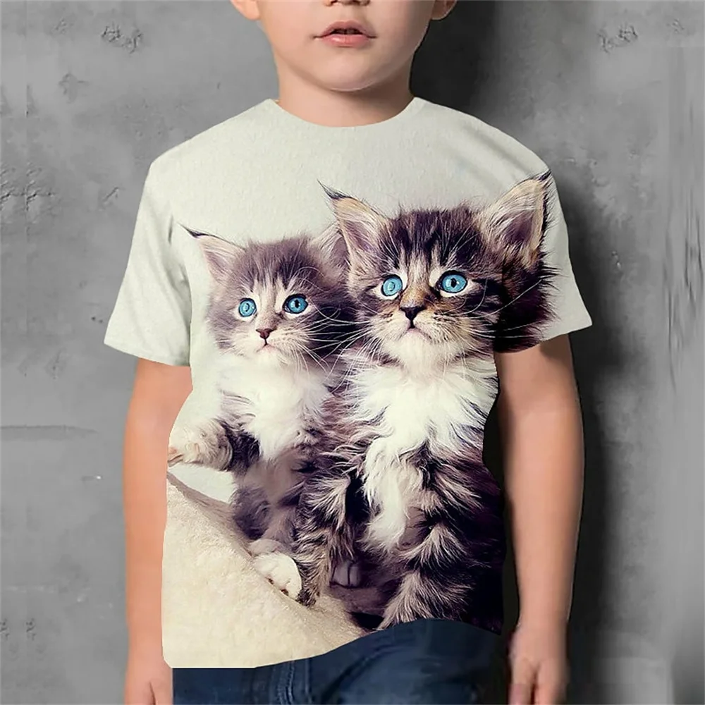 Desenhos animados impressos em 3D infantis, camisetas casuais, presente de aniversário, roupas de bebê, meninos, meninas, crianças, engraçado, verão, 2024