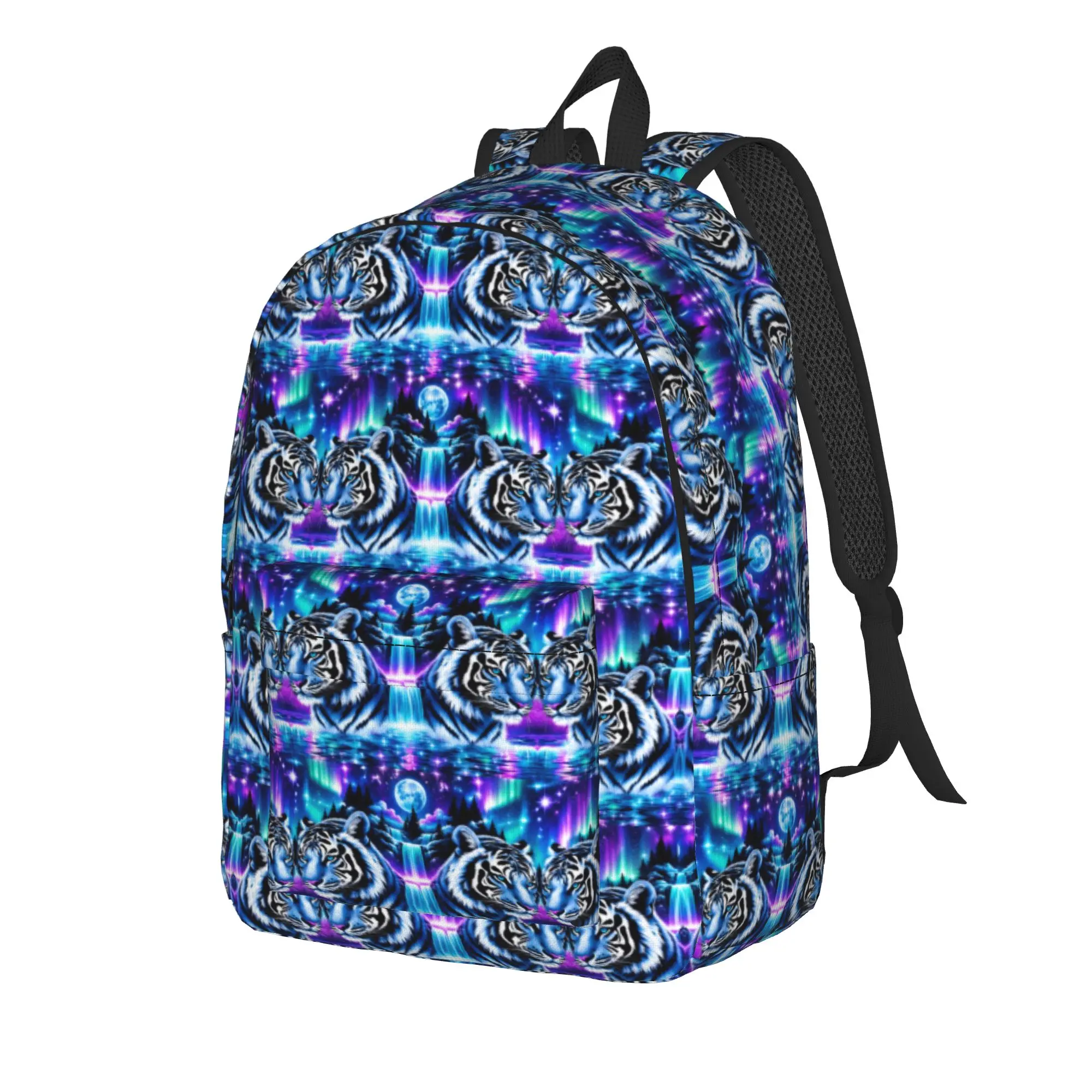 Tiger Patterned Backpack Youth Flat 2d Digital Printing Big Backpacks Polyester Fashion School Bags Outdoor Custom Rucksack