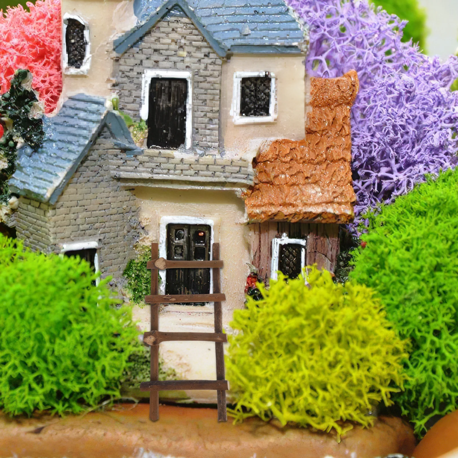 2 pezzi micro scaletta paesaggistica mini scala in rattan per giardino fatato casa delle bambole giardino di sabbia ornamento scena accessorio decorazione del treno