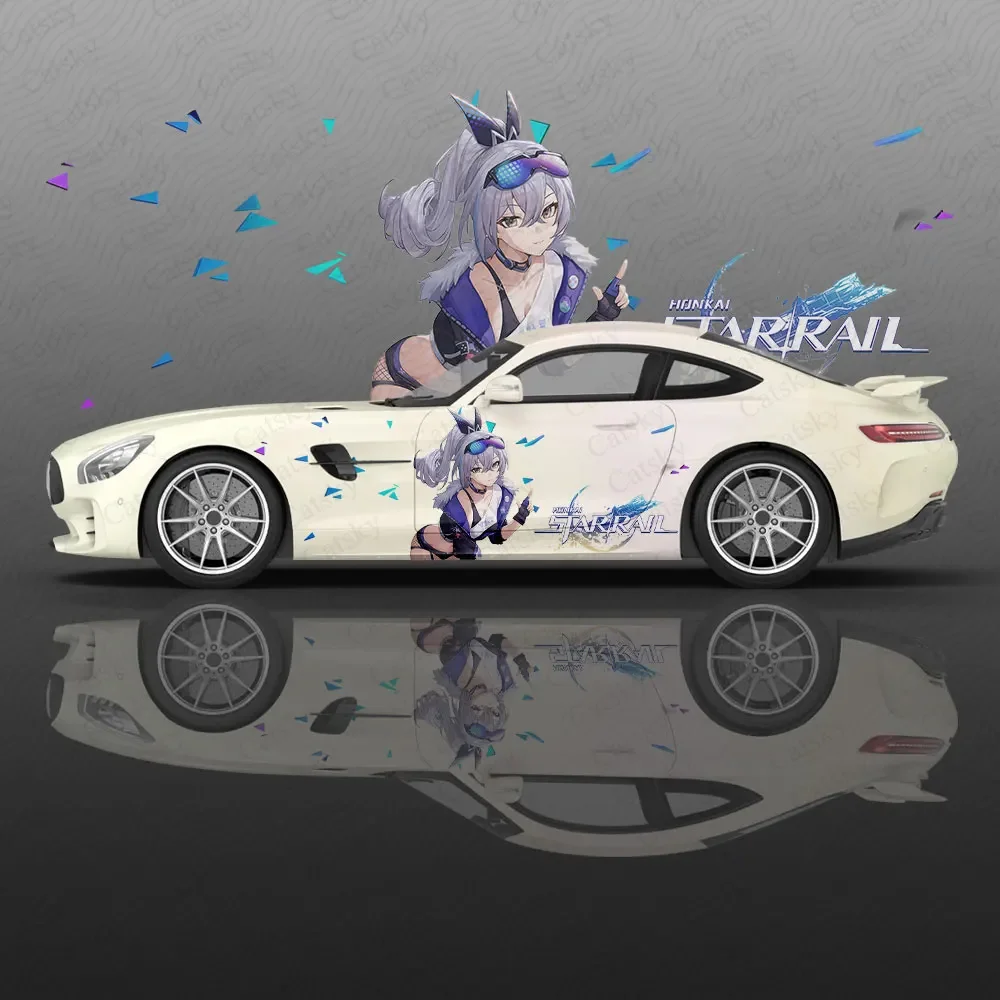 Silver Wolf Anime Girl Car Decal Flower Vinyl Car Stickers SUV Side Graphics Decals, Universal Size, Vehicle Body-Decals view 6