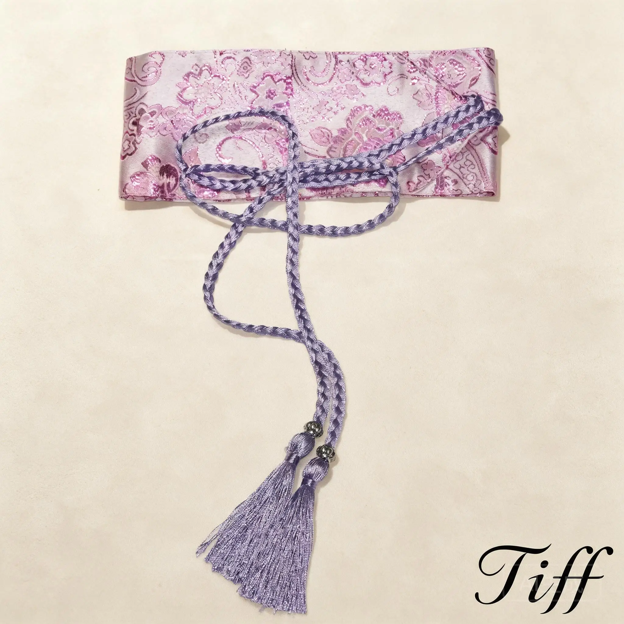 Chinese Style Vintage Jacquard Silk Gold Silver Thread Floral Braided Tassel Tie Waist Cincher For Hanfu And Dresses Daily Wear