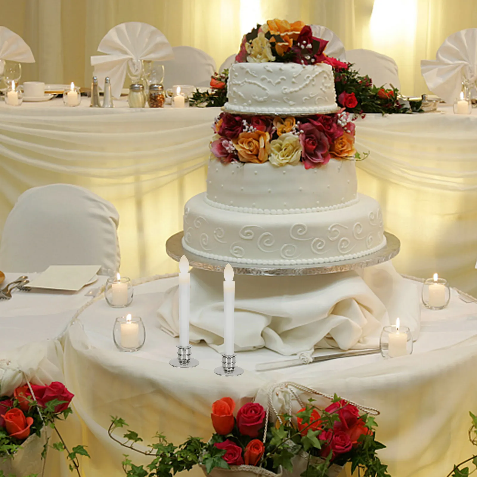 2 قطعة مصباح LED مضيء ضوء عديم اللهب واقعي للمنزل مطعم حفلة عيد الميلاد الديكور تصميم القطب الطويل #1