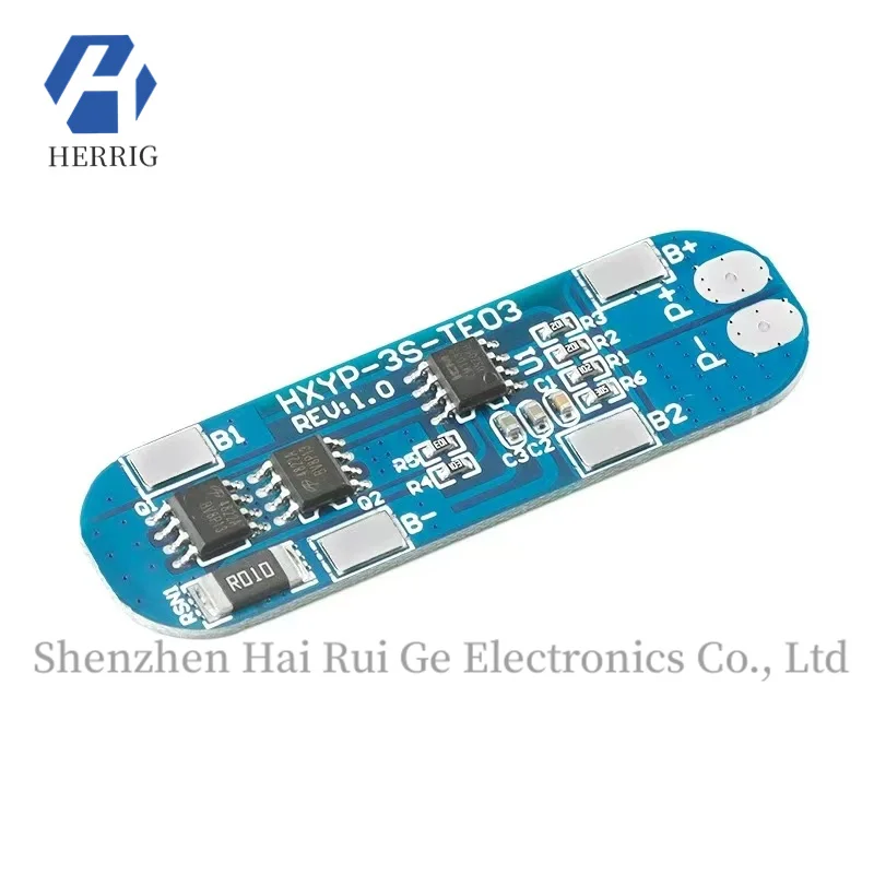 

3-cell 18650 lithium battery protection board module, 12.6V, 11.1V, 3A, over-current protection, overcharge/over-discharge prote