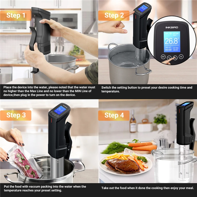 INKBIRD 4 Types WiFi Sous Vide Machine EU Plug Sous Vide Cooker APP Remote Control with Recipes Alarms Timer For Cooking Meat