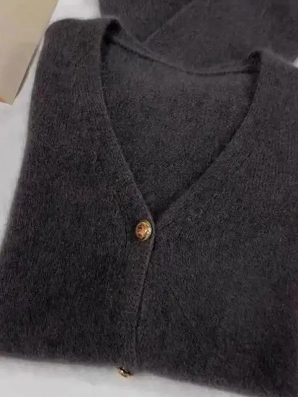 Soft Cozy V-Ne Knitted Open Cardigan Women's Autumn Winter Loose Fit Pure Color Sweater Jaet Commute Sle Faionable