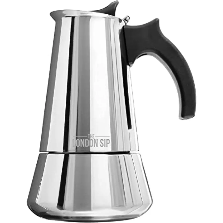 

London Sip Stainless Steel Stovetop Espresso Maker Moka Pot Italian Coffee Percolator 6 Espresso Cups