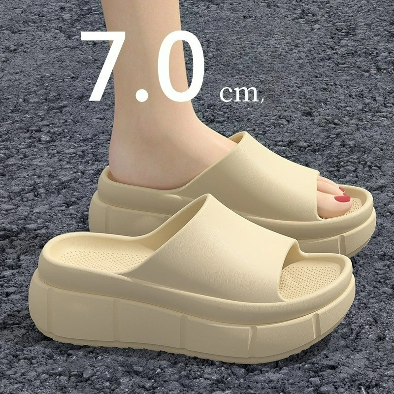 2026 New Fashion 7cm Thick-soled Women's Slippers Summer Indoor Home Non-slip Slippers for Women