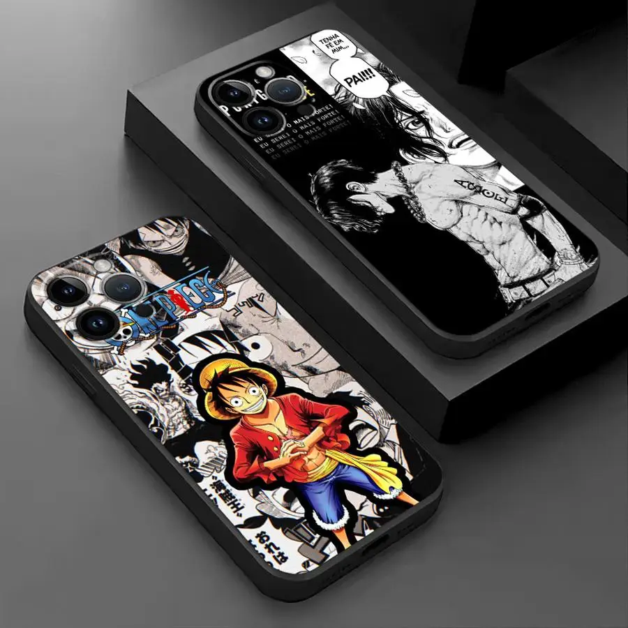 

Черный мягкий чехол для iPhone 16 Pro Max 15 Plus 14 13 12 Mini 11 X XS XR 7 8 SE Силиконовый чехол для задней панели телефона Аниме O-One Piecess