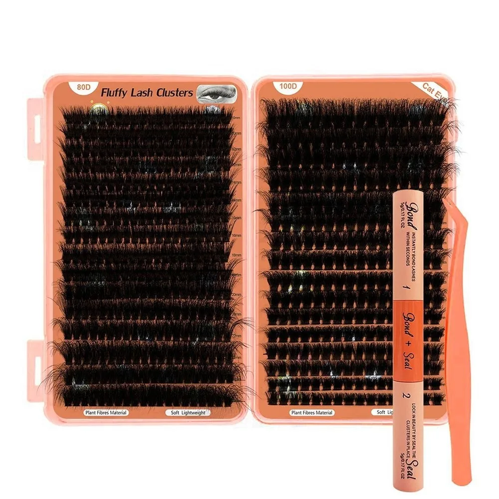 

Long Lasting D Curl False Eyelashes Mega Volume 10-24mm Mix Length Lash Clusters Eyelash Extensions Makeup Enhancement