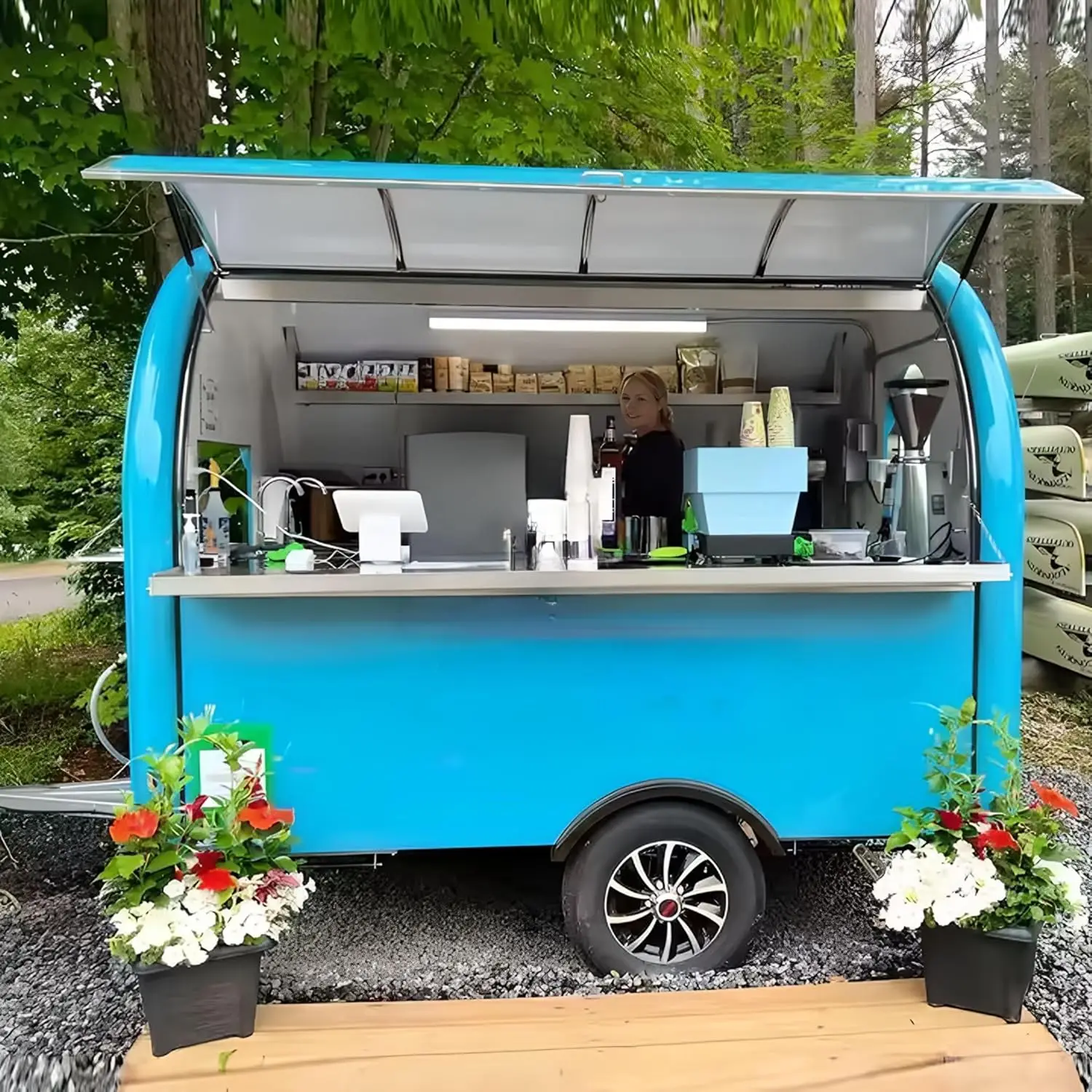 Low Floor Food Trailer Concession Trailer Food Truck with Service Window for Pizza Slice and Garlic Bread Business