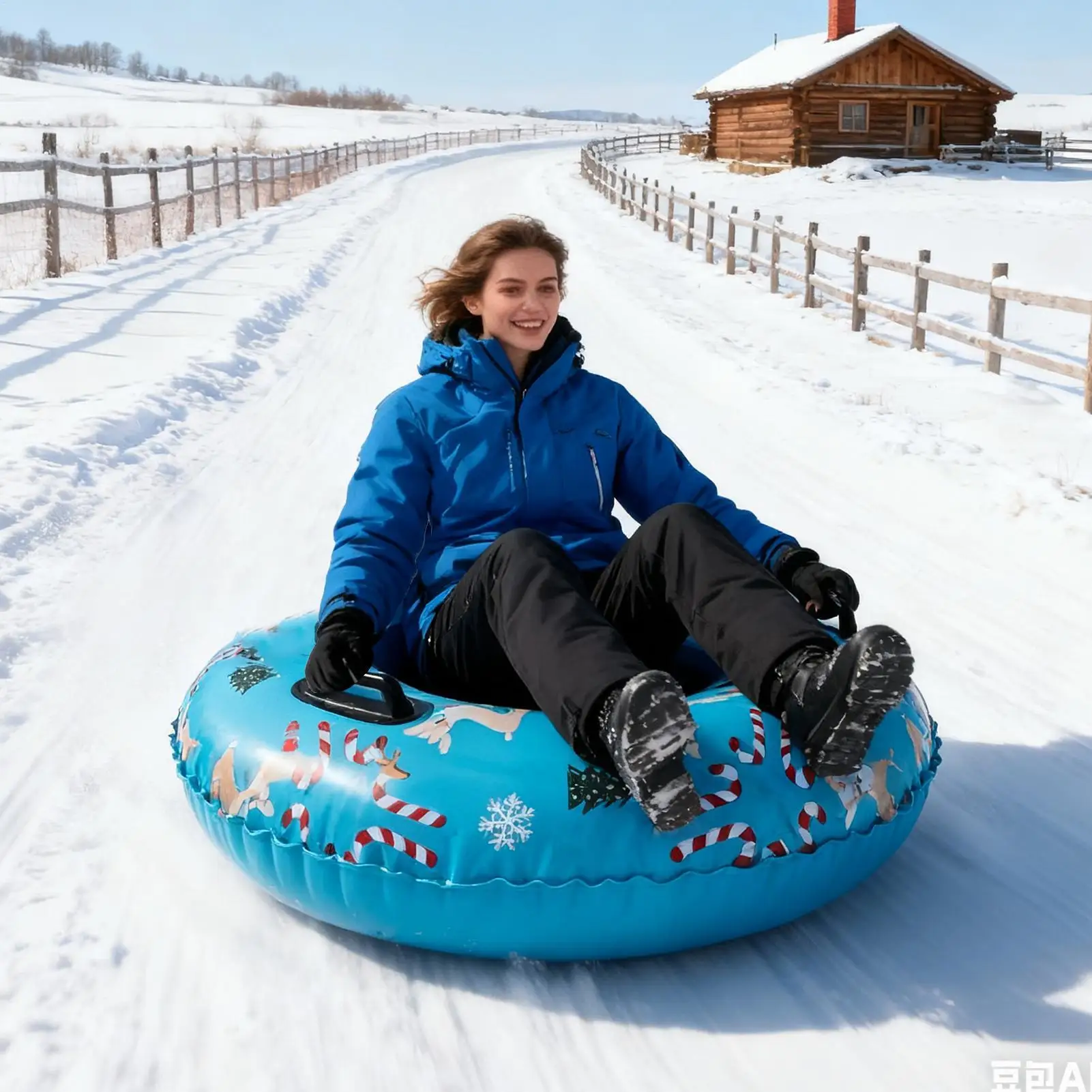 أنبوب ثلج للأطفال بنمط الرنة غير قابل للانزلاق، ألعاب تزلج عائلية في الهواء الطلق لمتعة الشتاء، هدية عيد الميلاد #2